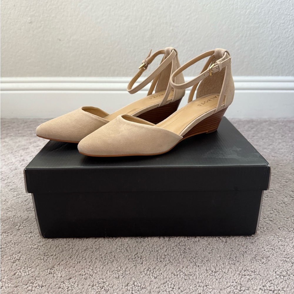 NWT Talbots Laney Ankle Strap Suede Wedges
